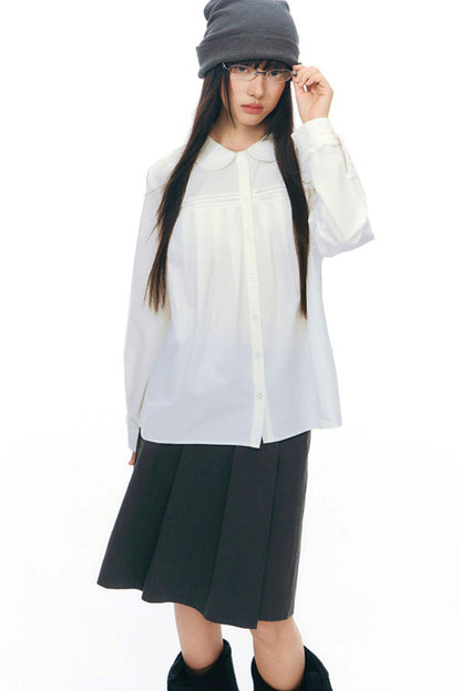 ドールカラープリーツコットンブラウス
