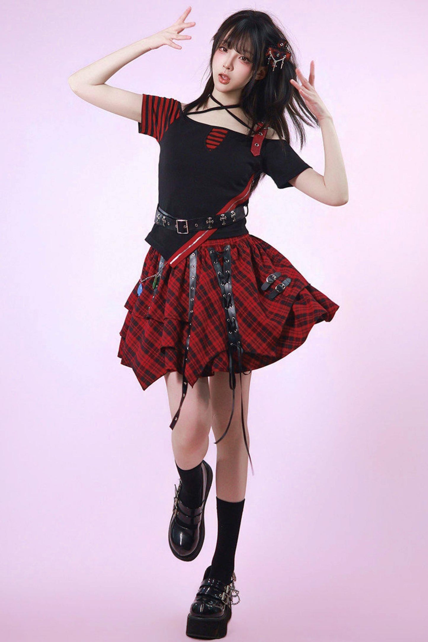 Gotischer karierter Punk-Minirock