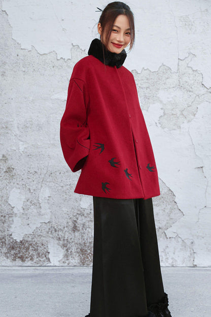 Fayan Embroidered Wool Coat