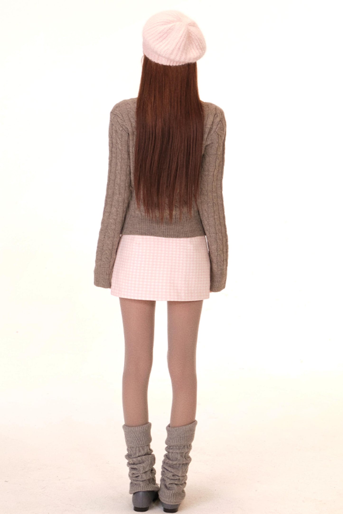 Plaid Wool Knit Cardigan + Skirt