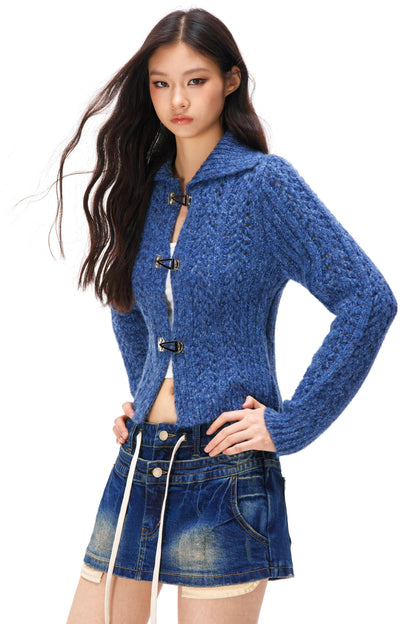 Y2Kハロウアウトニットカーディガン