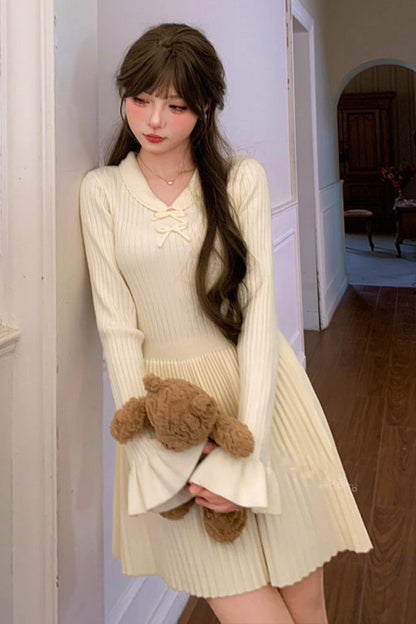 プリーツスイートニットドレス