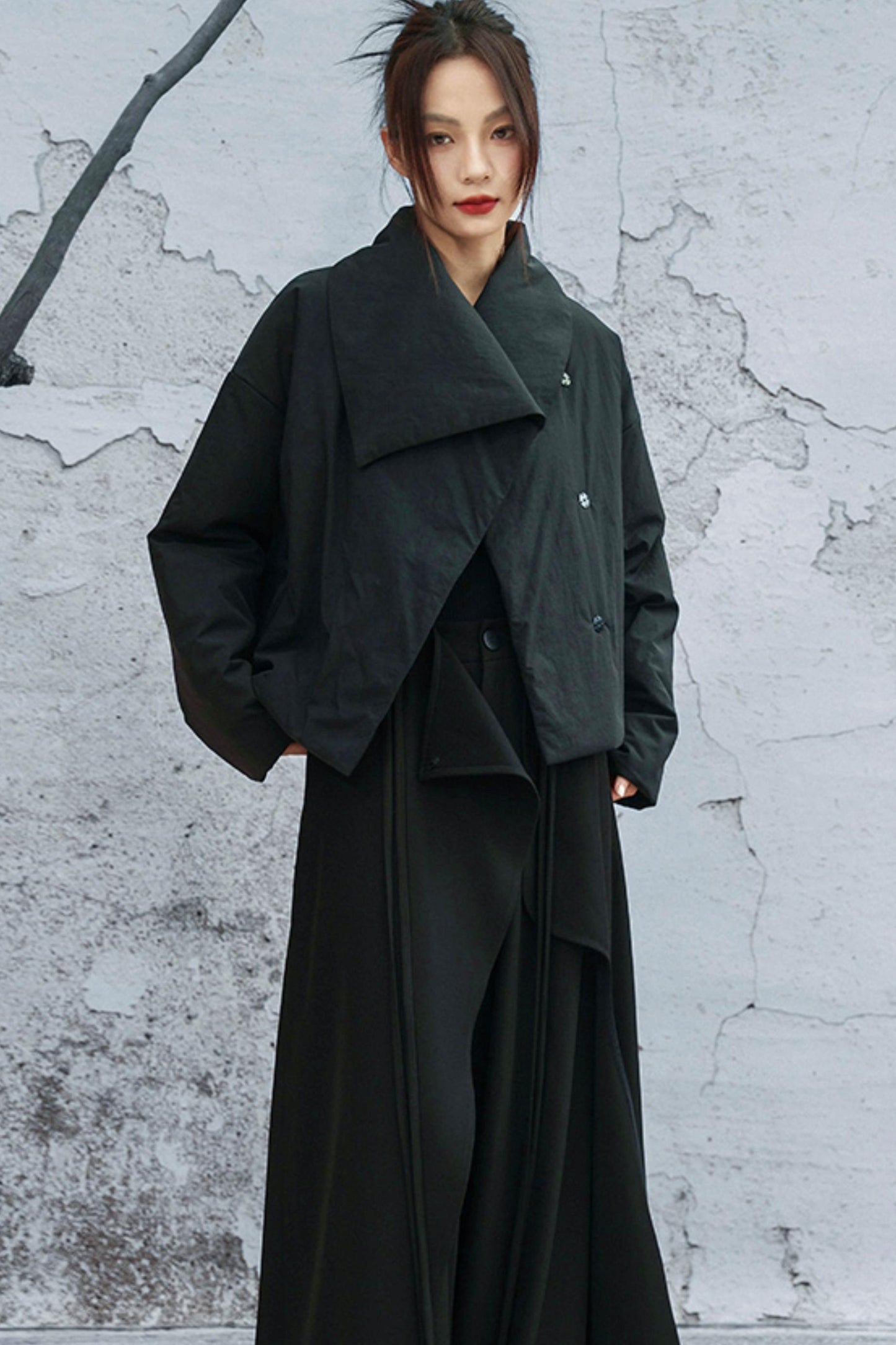 コンバーティブルネックラインコットンジャケット