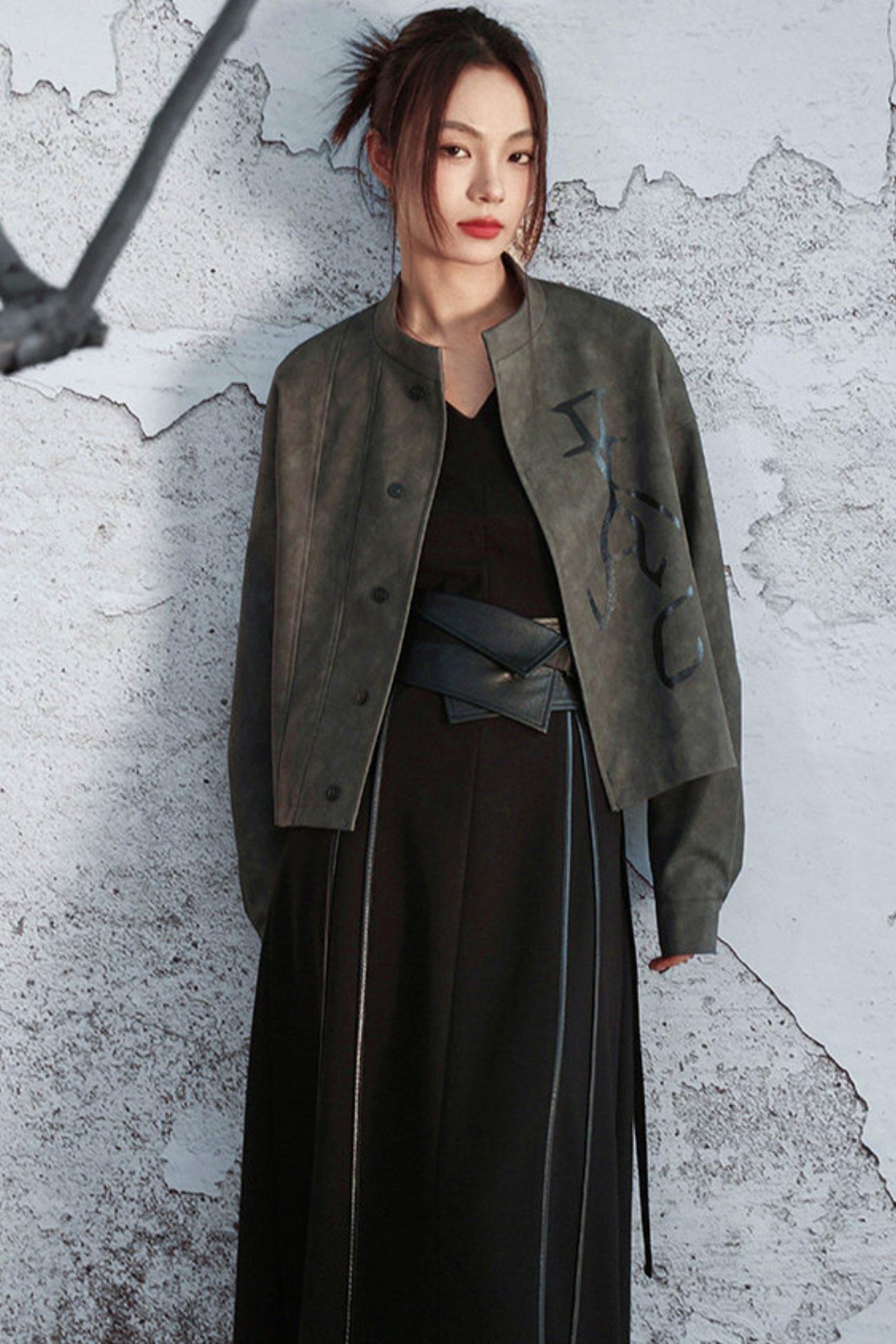 スタンドアップカラーレザージャケット