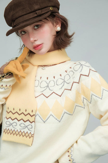 フェアアイルチーズロールセーター