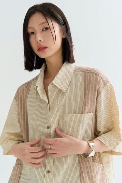 colorblock spliced shirt