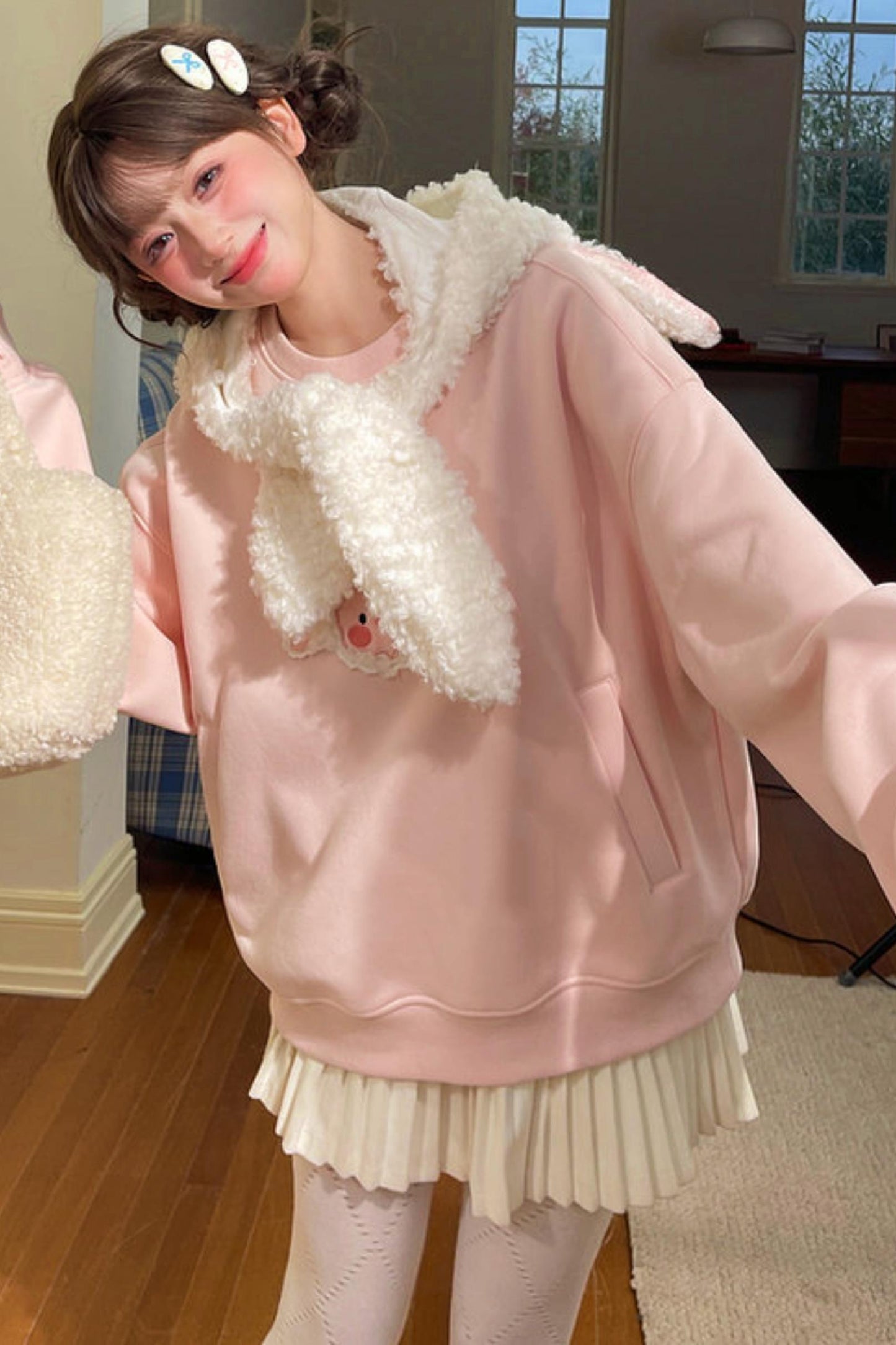 Forest Girl Lamb Fleece Sweatshirt + Hat