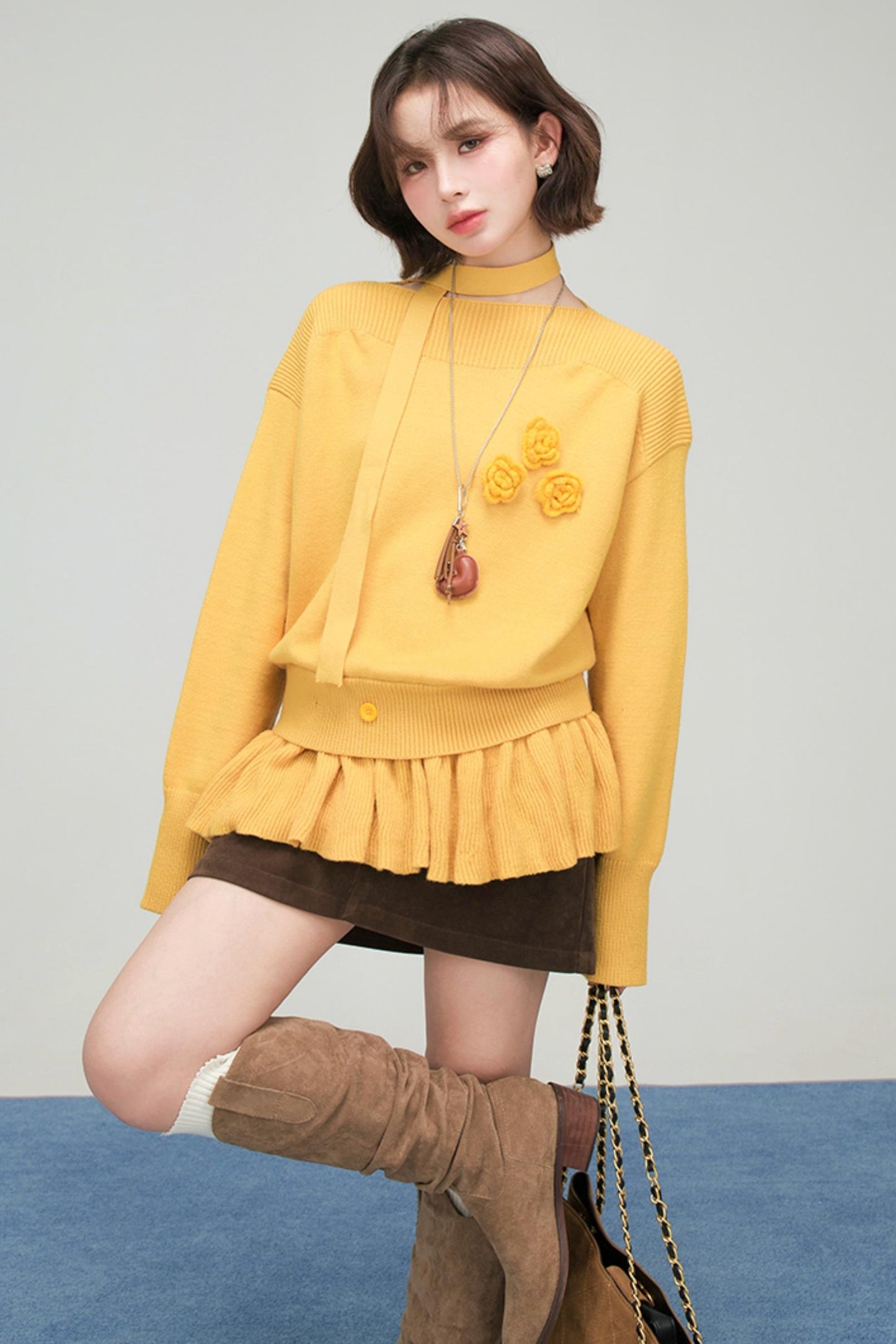 レトロポイントフラワーニット