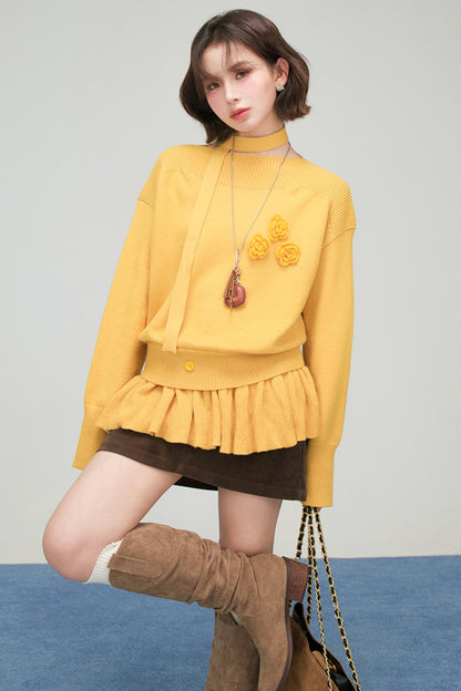 レトロポイントフラワーニット