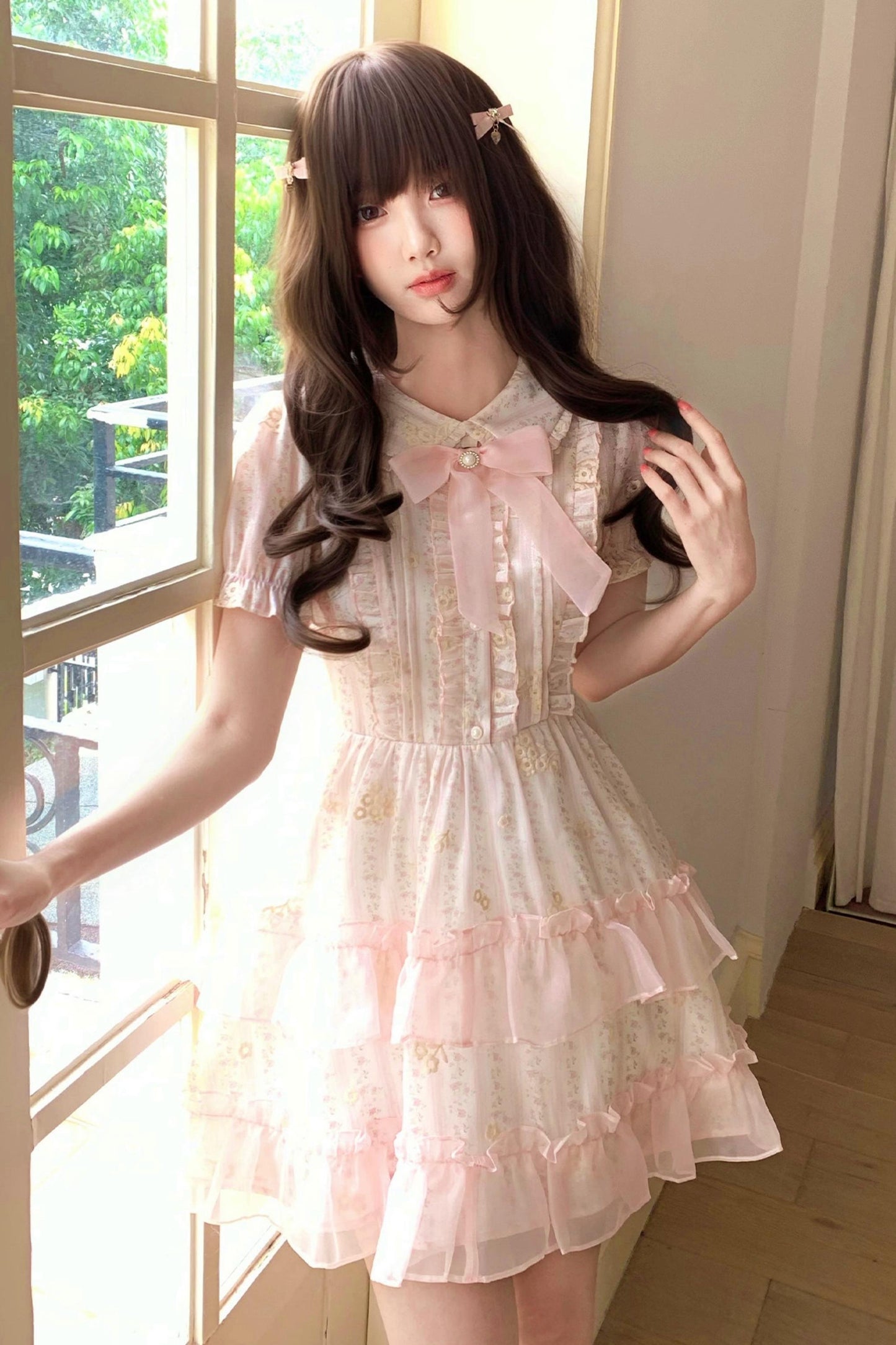 Pink Floral Doll Collar Dress