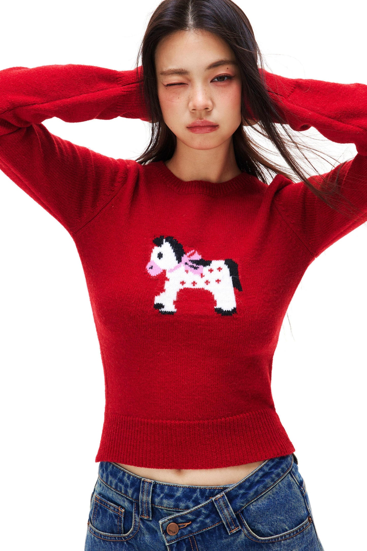Little Horse Jacquard Sweater + Scarf