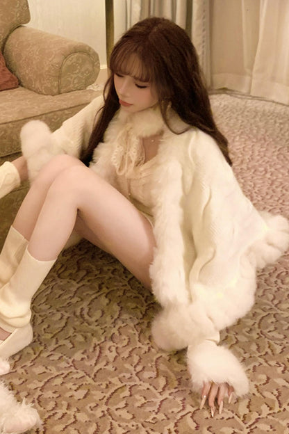 Soft twisted knit sweater + tutu skirt + sleeve knit