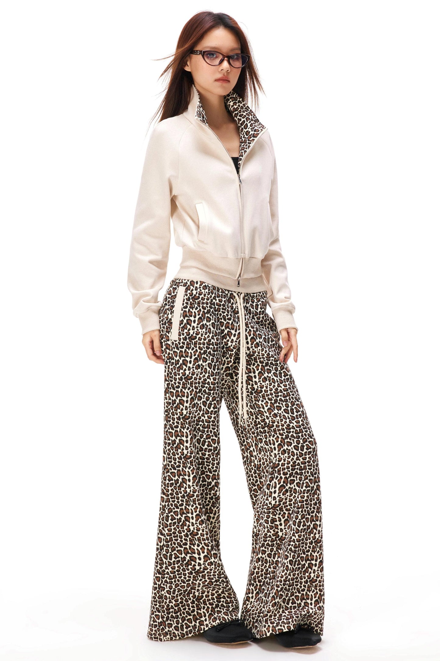 レトロレオパードパッチワークジャケット+パンツ