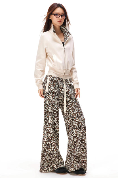 レトロレオパードパッチワークジャケット+パンツ