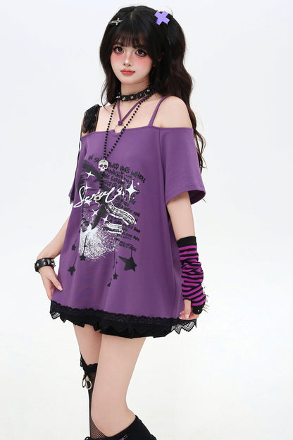 アジアンワンショルダールーズTシャツ