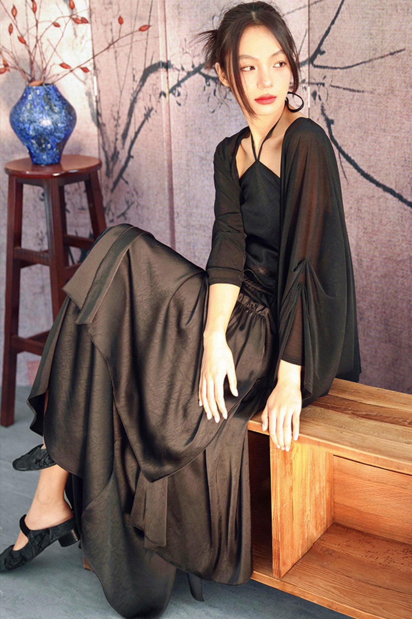 Dark Romantic Satin Skirt