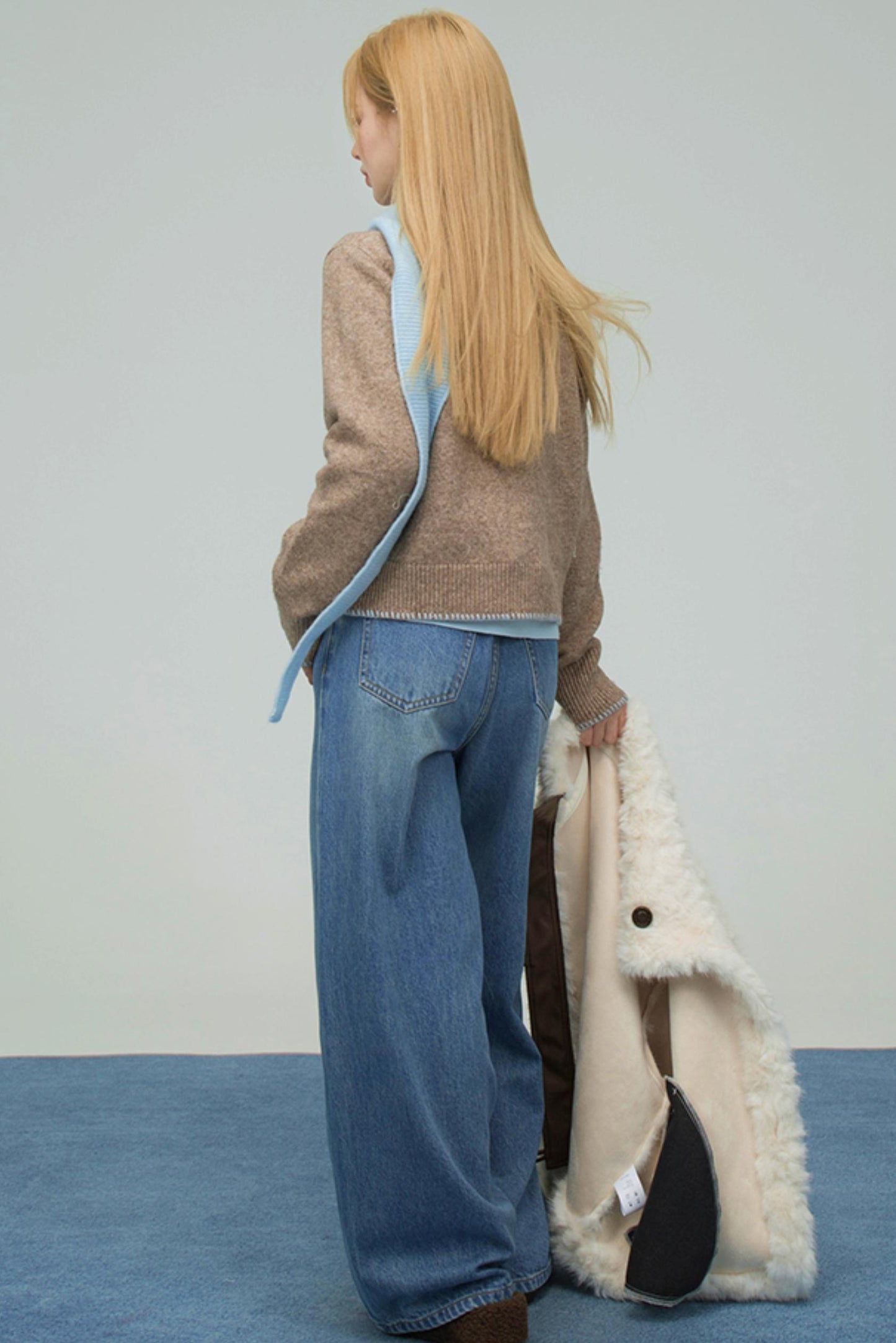 クレイブラウンウールカーディガン