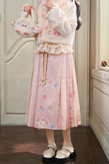 Pink Lamb Pleated Skirt