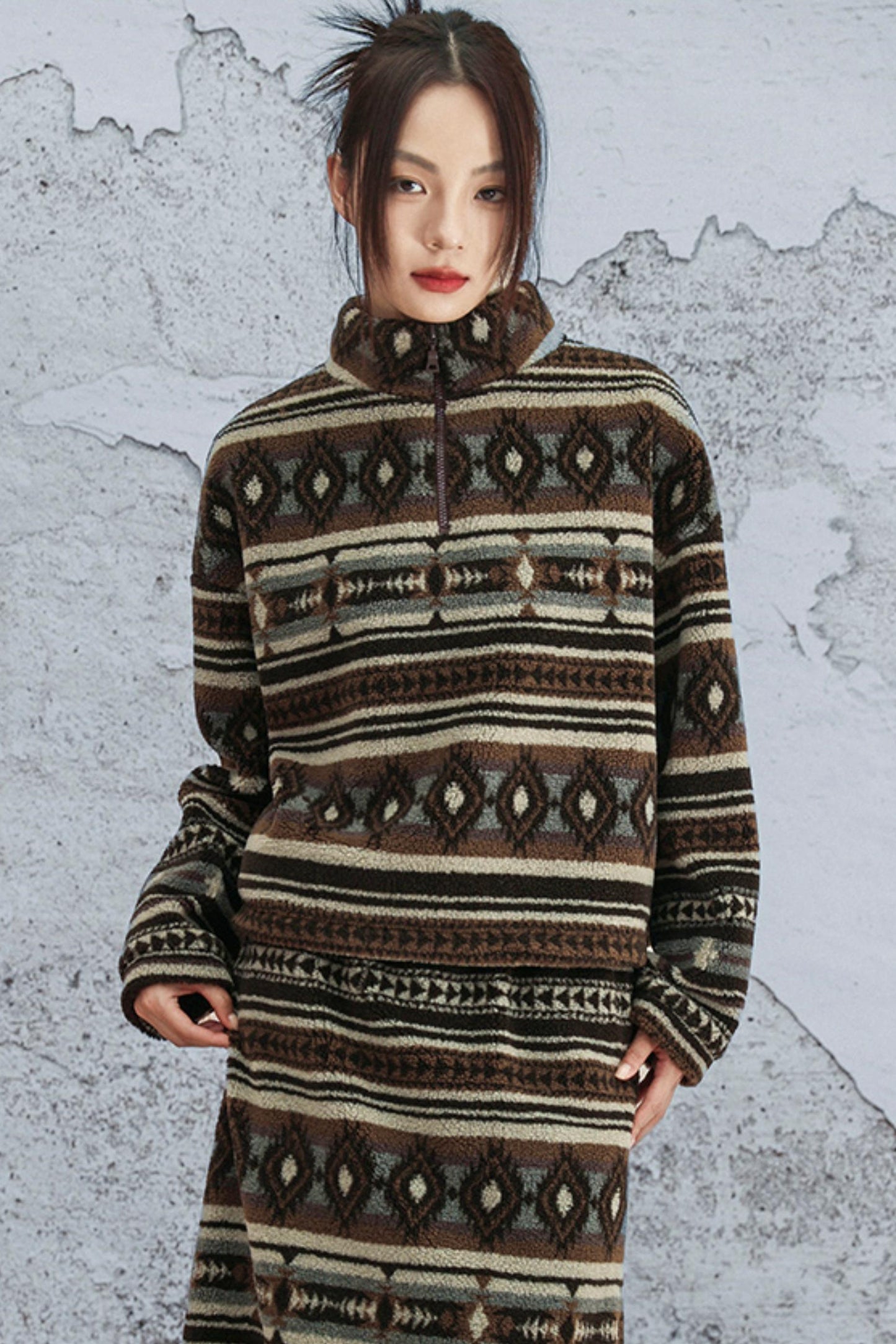 ラムウールジオメトリックジャケット