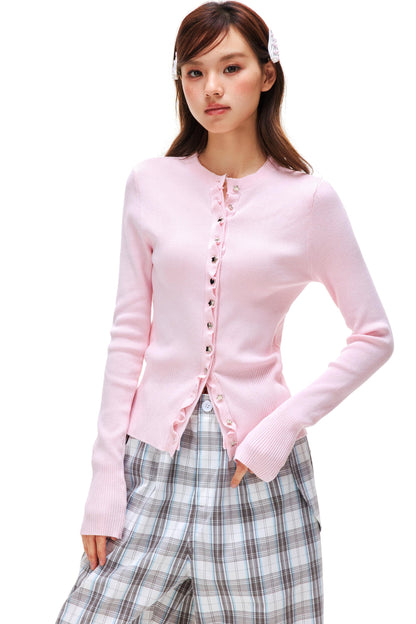 Love Star Button Slim Cardigan