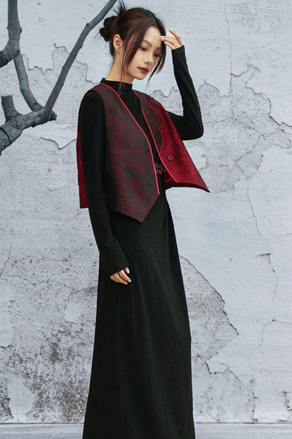 レトロローズジャカードベスト