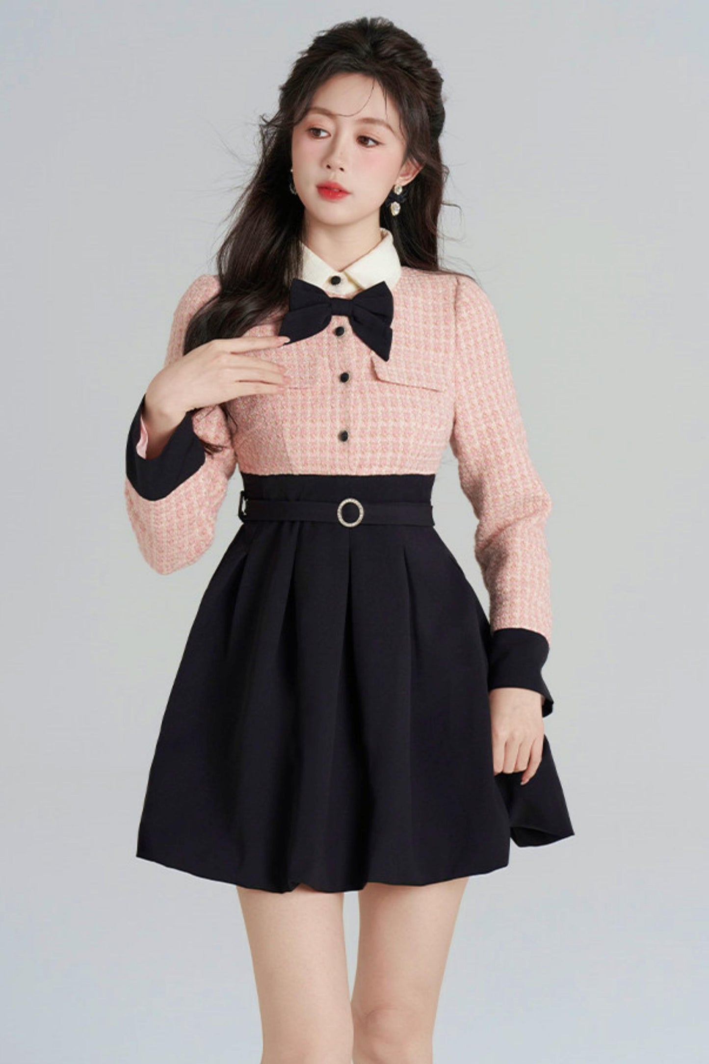 Woolen Floral Two-Piece Dress