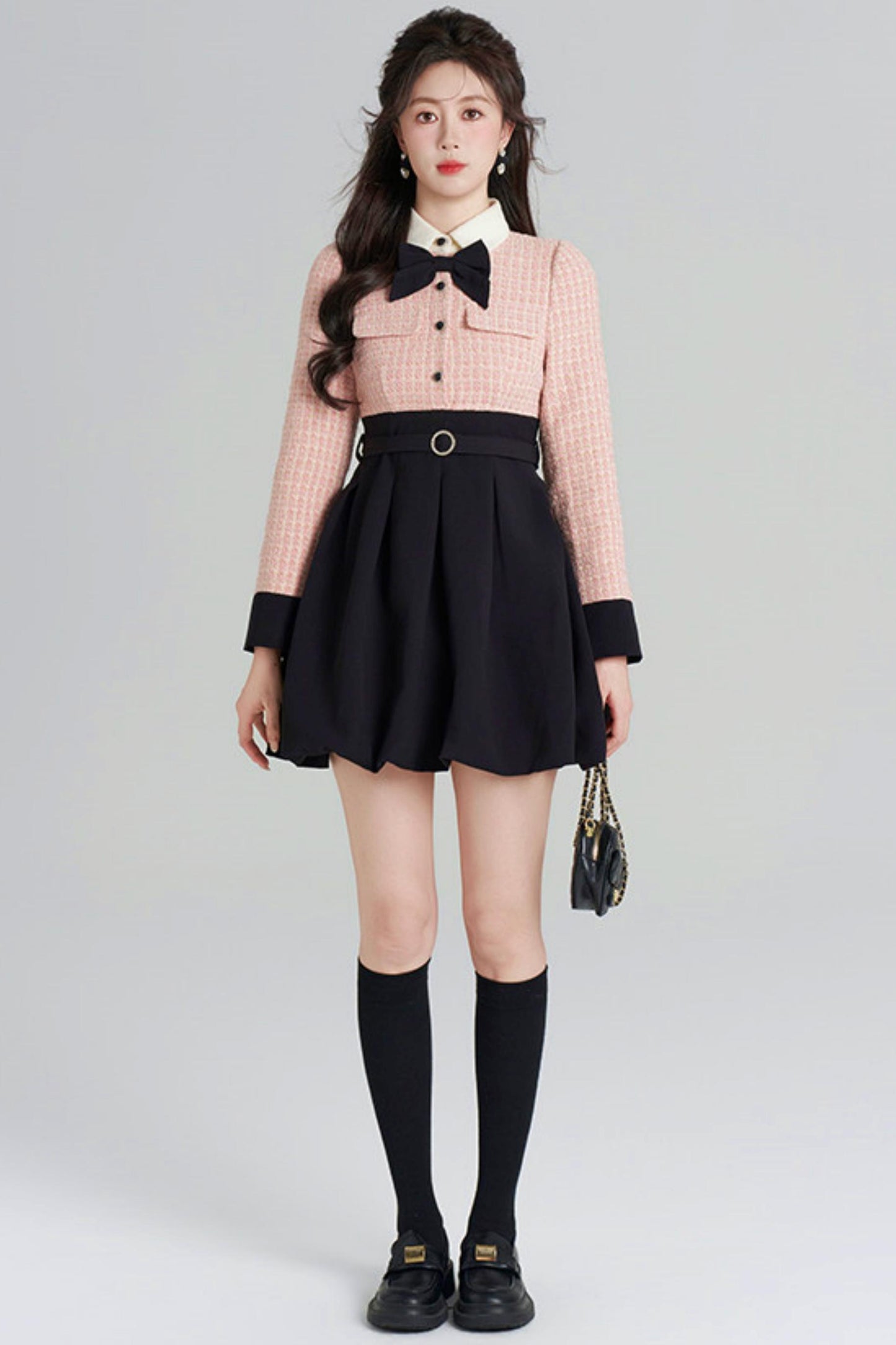 Woolen Floral Two-Piece Dress