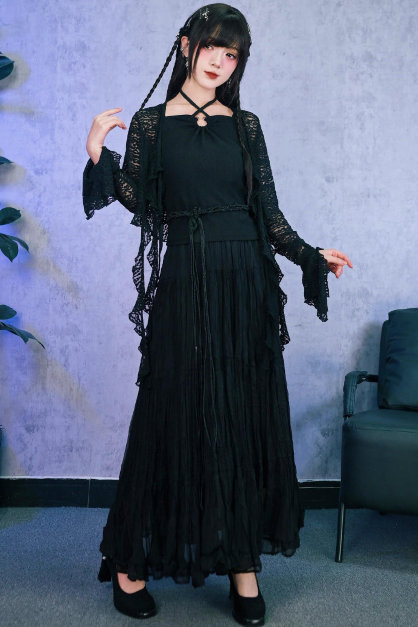 Gothic Chiffon Long Skirt