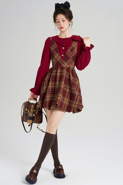 Retro Plaid Sweet Dress