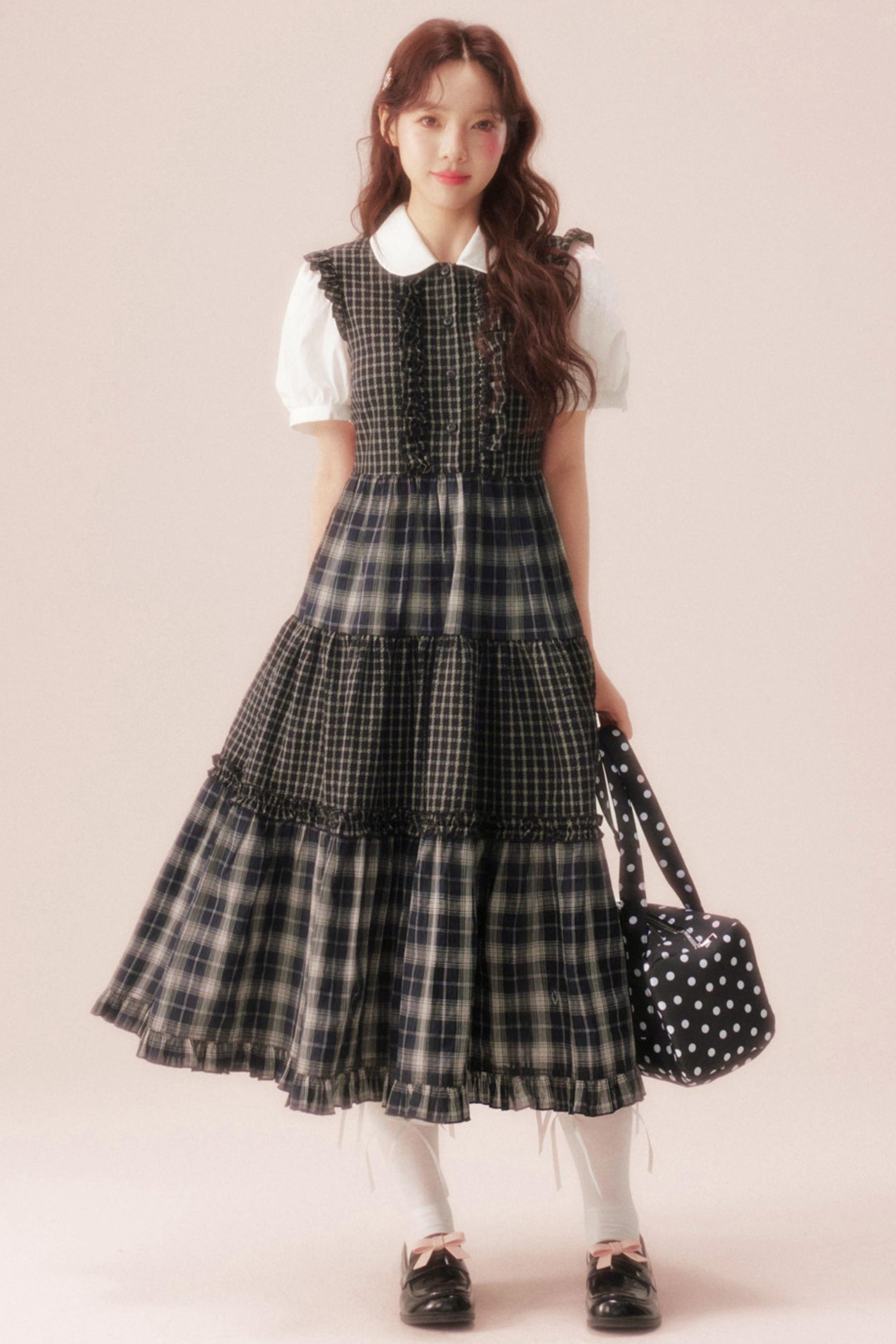 Black Plaid Patchwork Loose Shirt Dress Belchic Black Plaid Patchwork Loose Shirt Dress Belchic