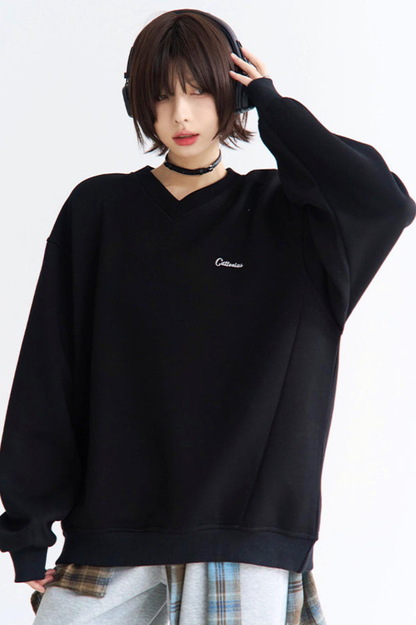 Casual Letter Patch Pullover