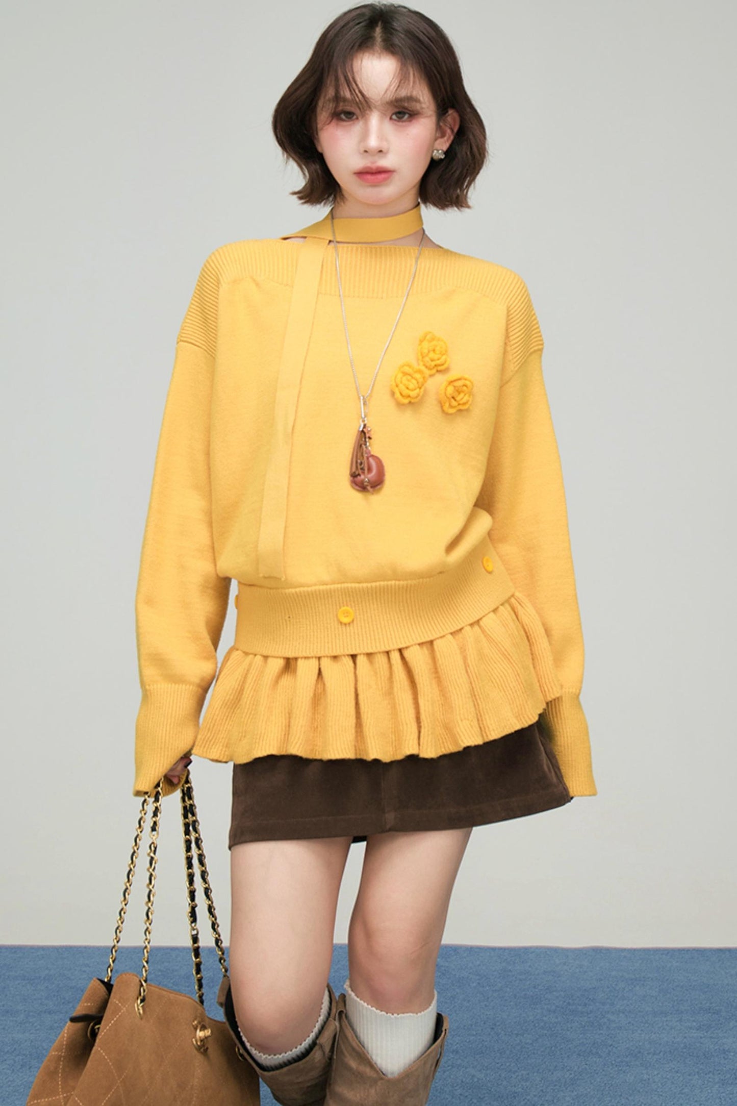 レトロポイントフラワーニット