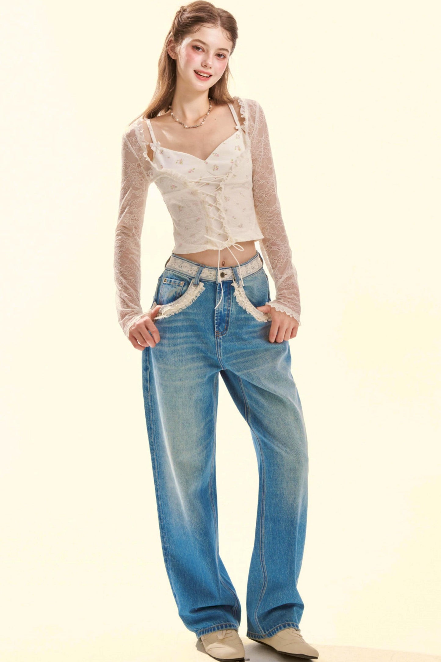 Spitzen-Vintage-Jeansstoff