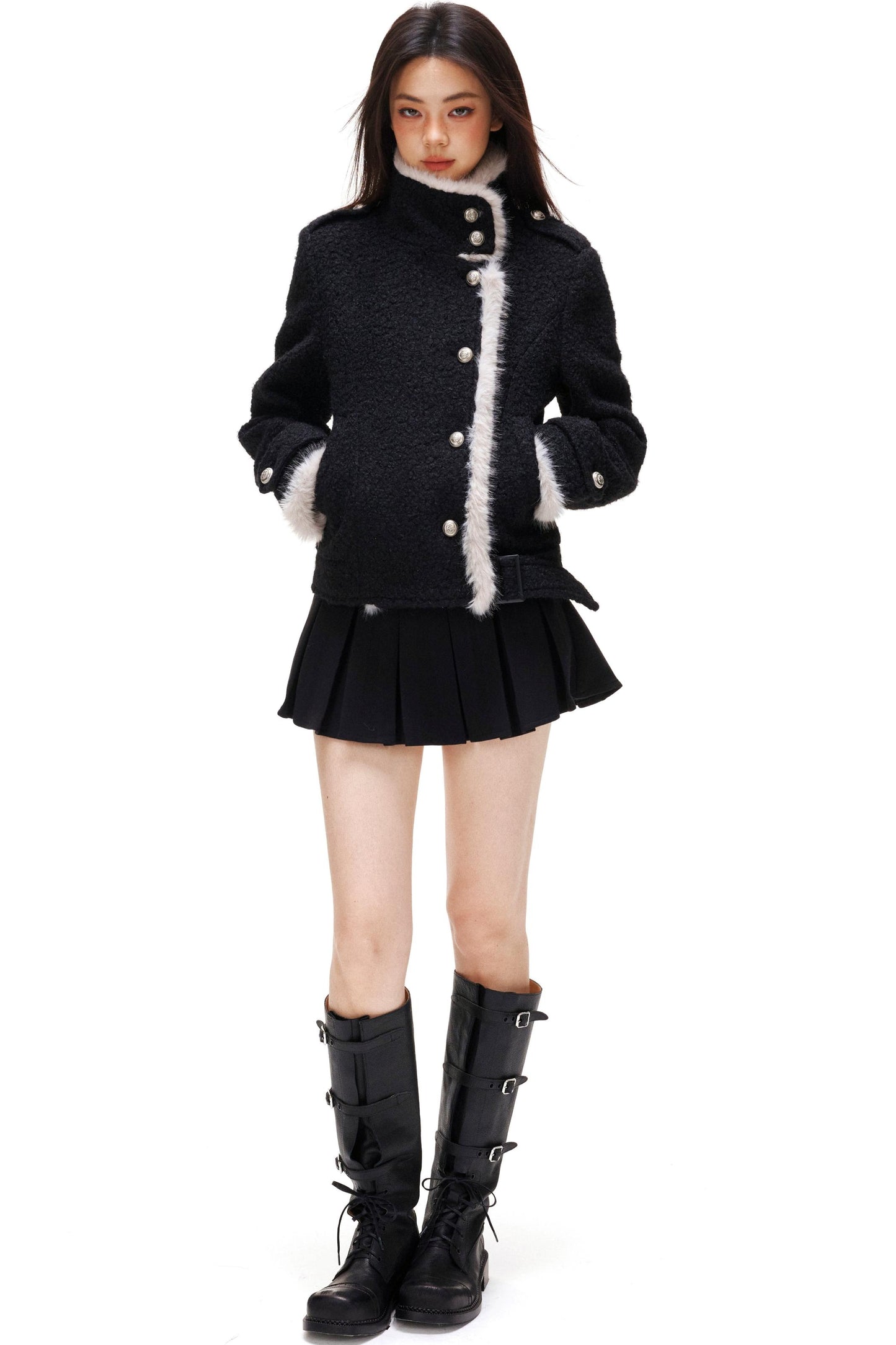 スタンドカラーモードコート