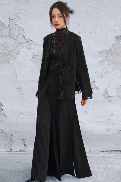 Sheer Satin Chinese-Style Jacket