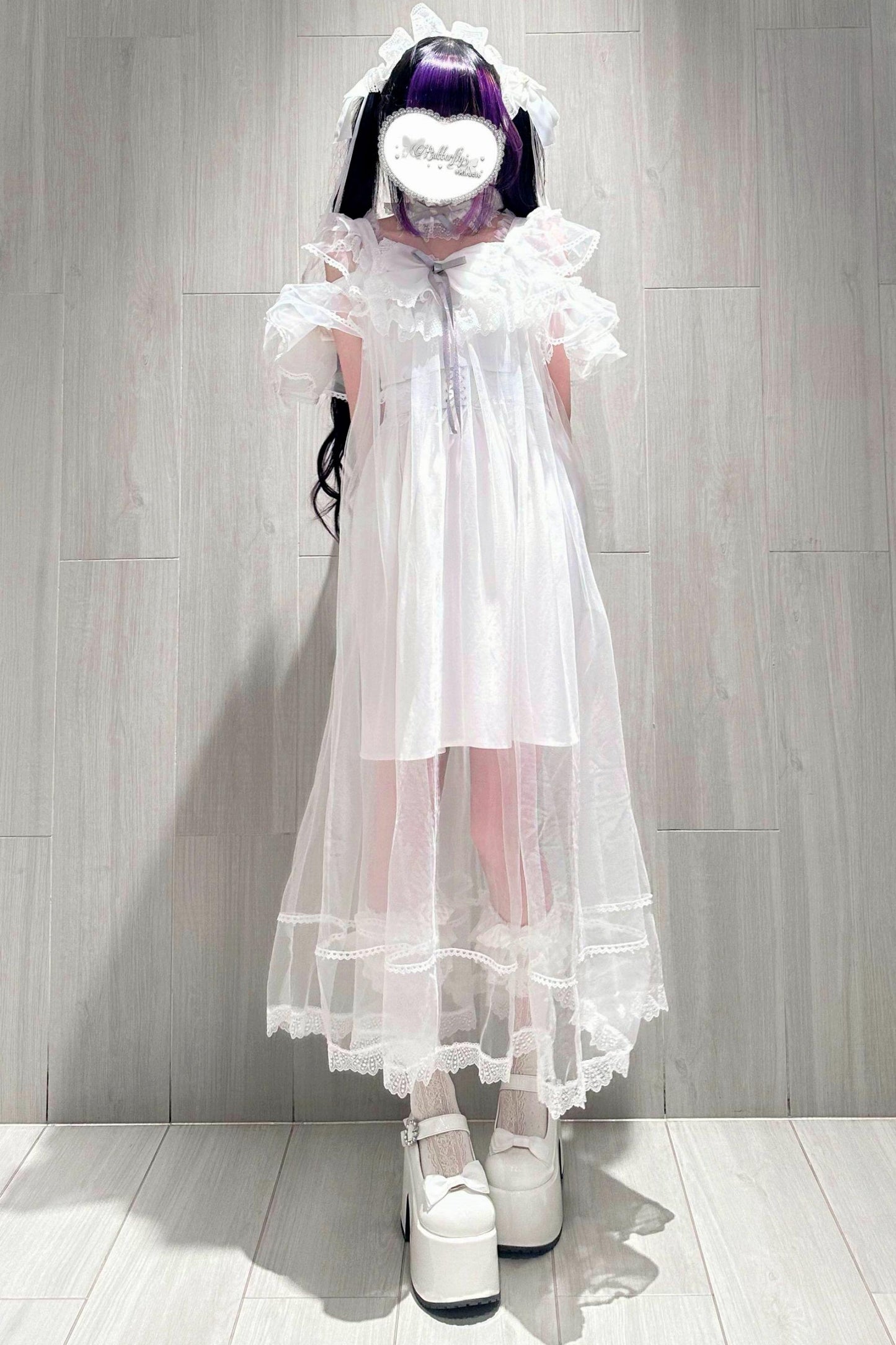 [Vorbestellartikel] Transparentes Trägertop + Schleier im Gothic-Doll-Stil