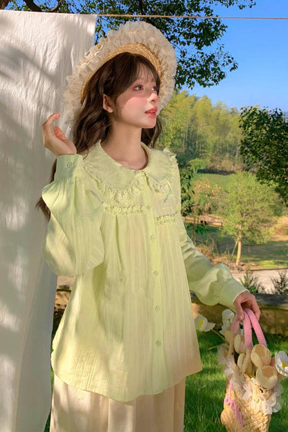 포레스트 돌 칼라 블라우스