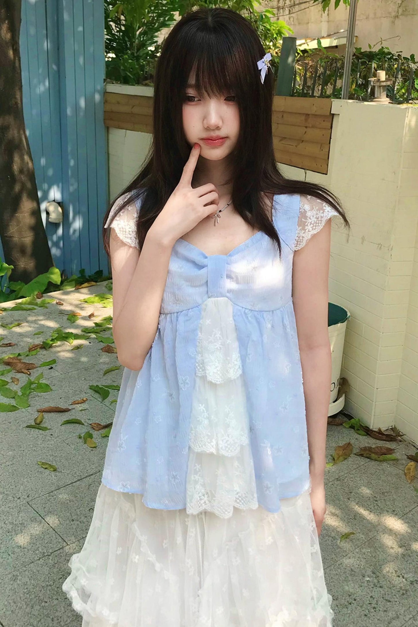 Jacaranda Lace Trim Top + Skirt