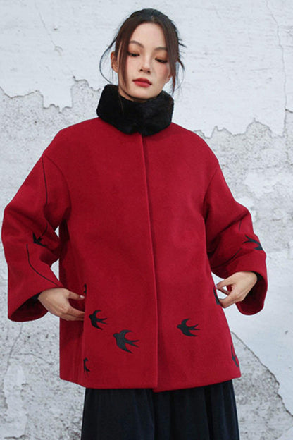 Fayan Embroidered Wool Coat