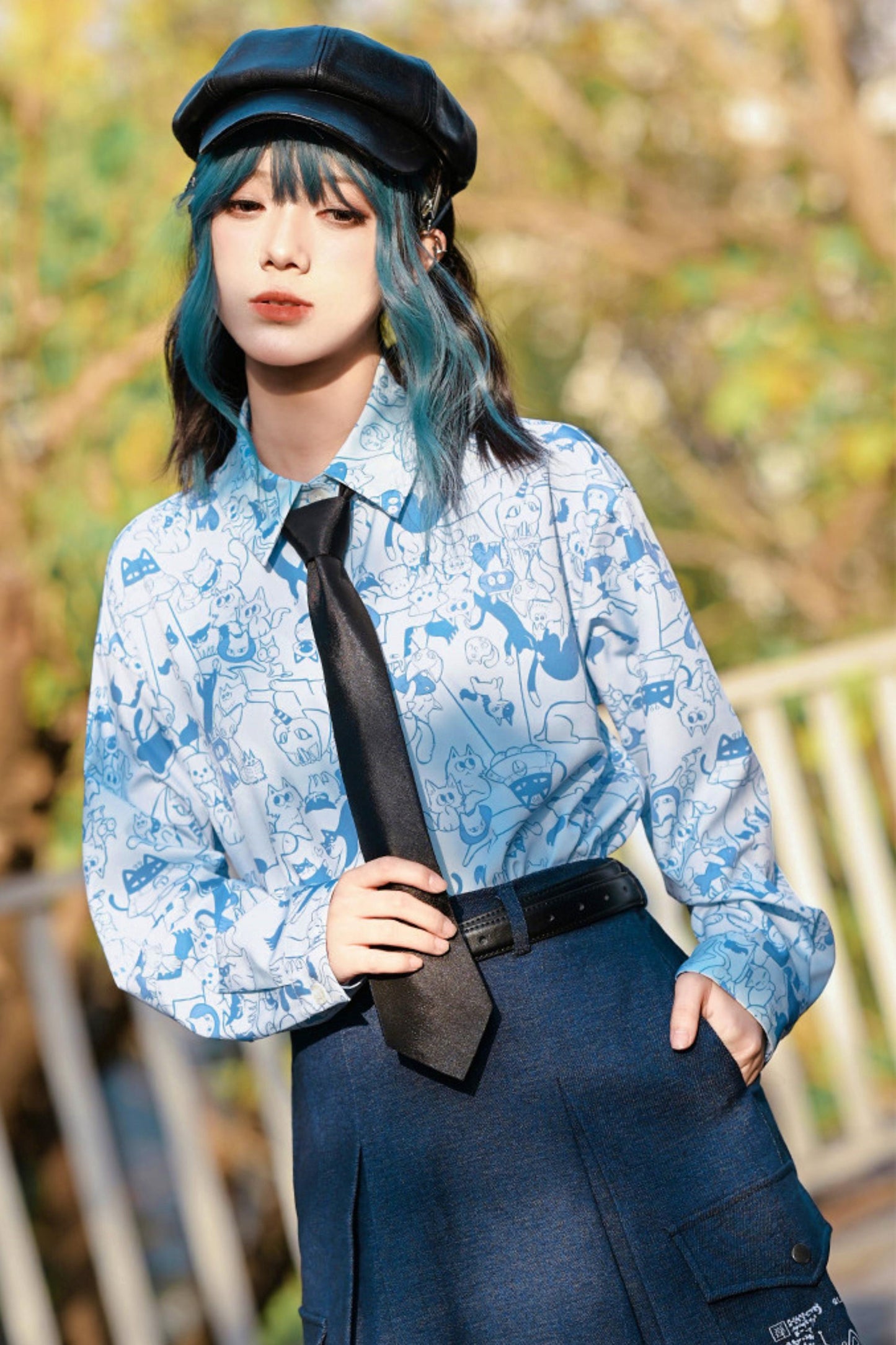Stellar Meow Full Print Blouse