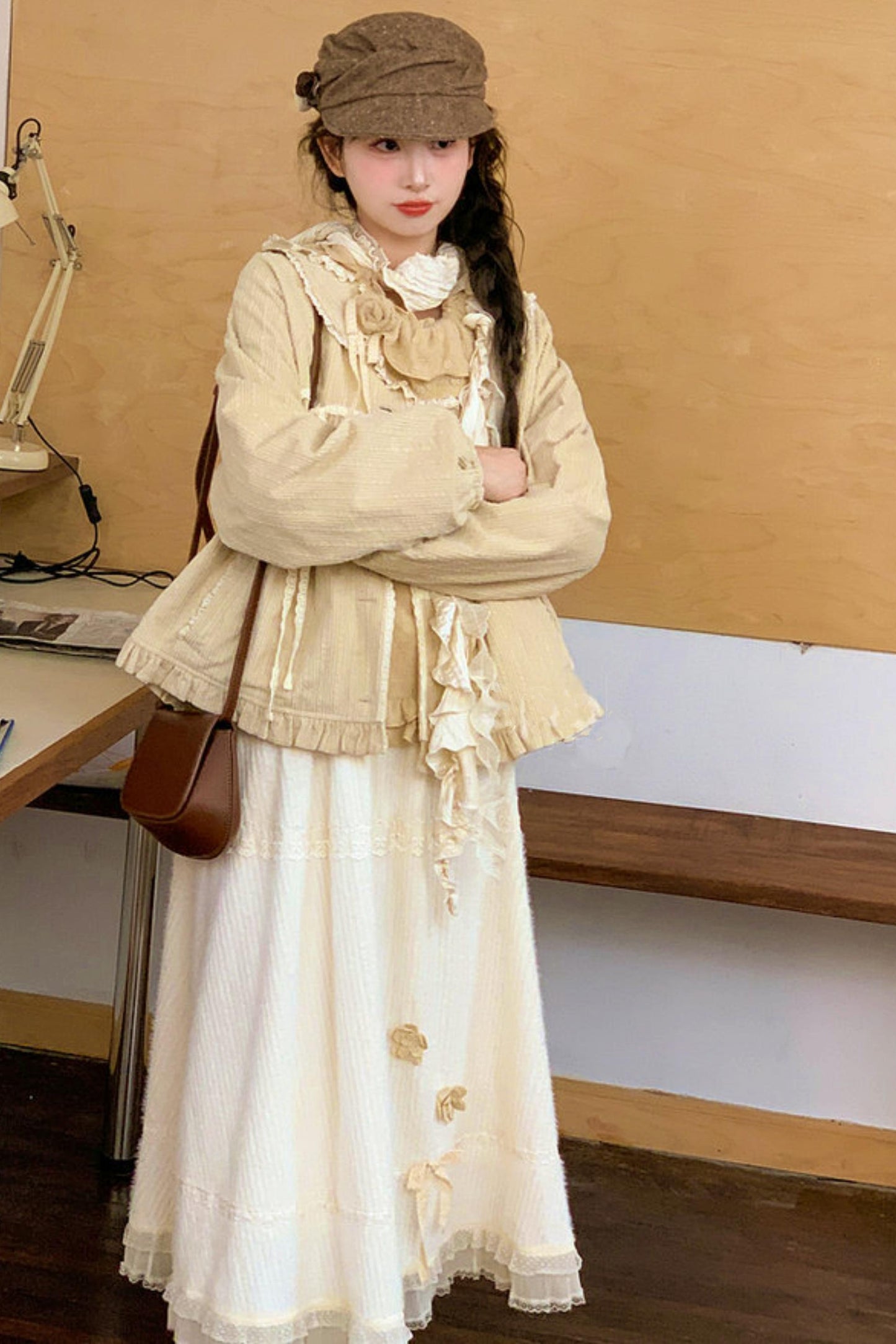 Mori Lace Trim Cotton Jacket + Skirt