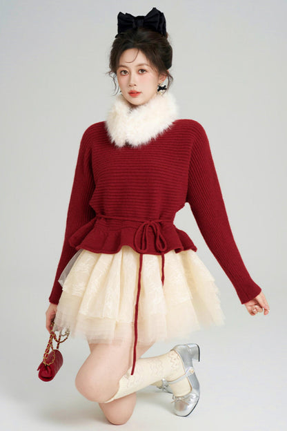 Retro Girly French Sweater + Skirt