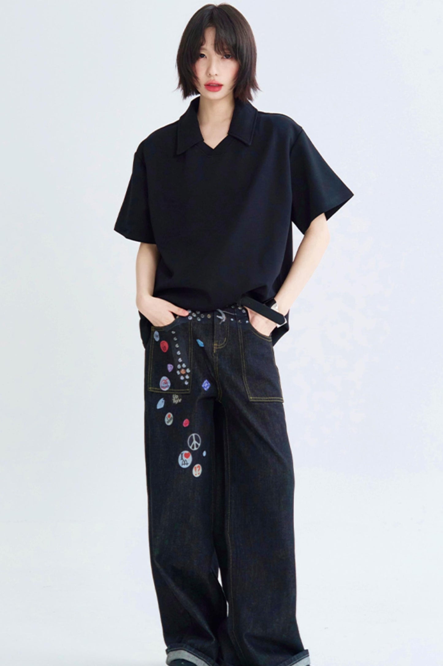 Detachable color solid tee shirt