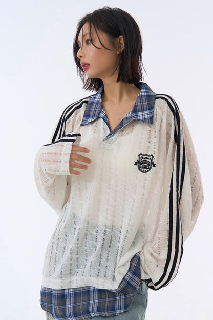 Plaid Sheer Sweatshirt