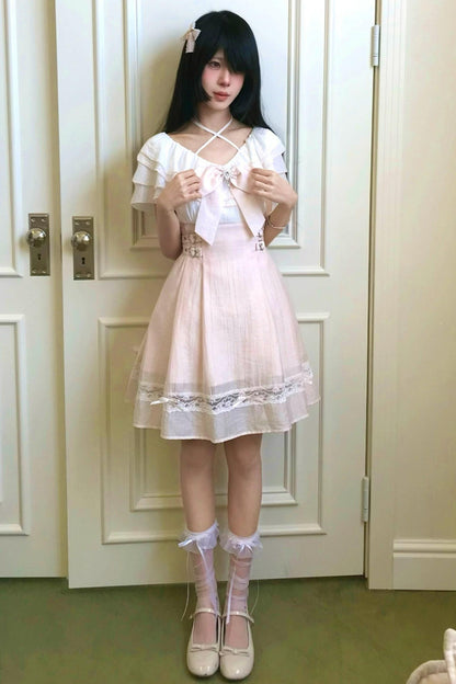 粉色霧感公主洋裝