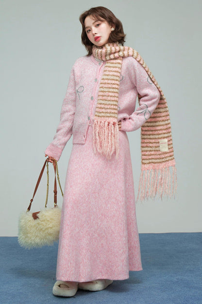 スウィートジャカードニットカーディガンセット