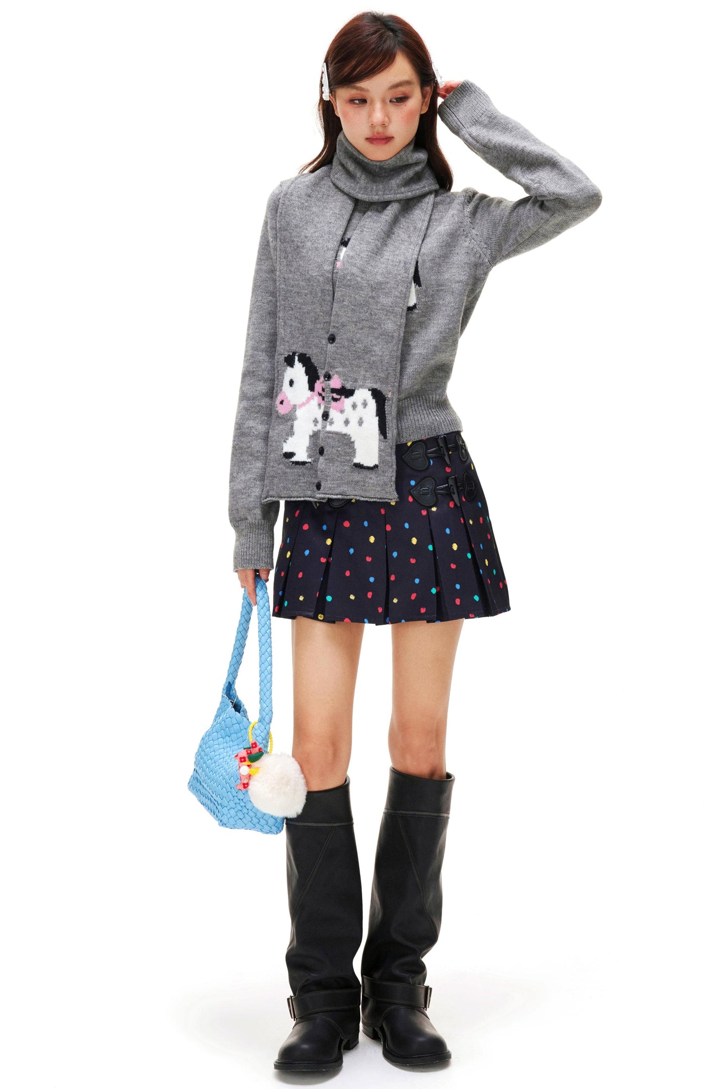 Little Horse Jacquard Sweater + Scarf