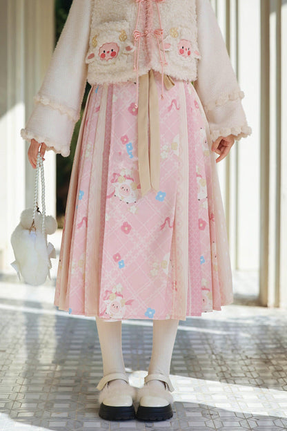 Pink Lamb Pleated Skirt
