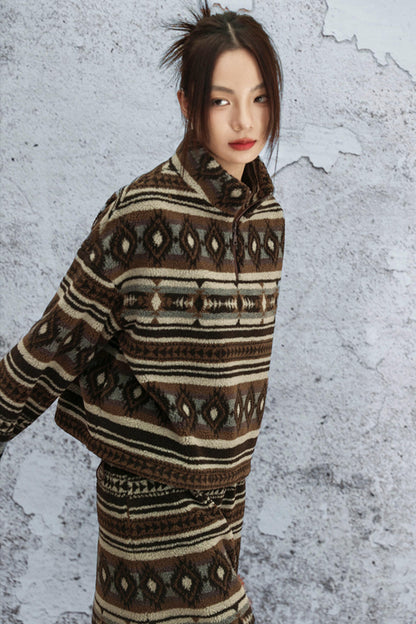 ラムウールジオメトリックジャケット