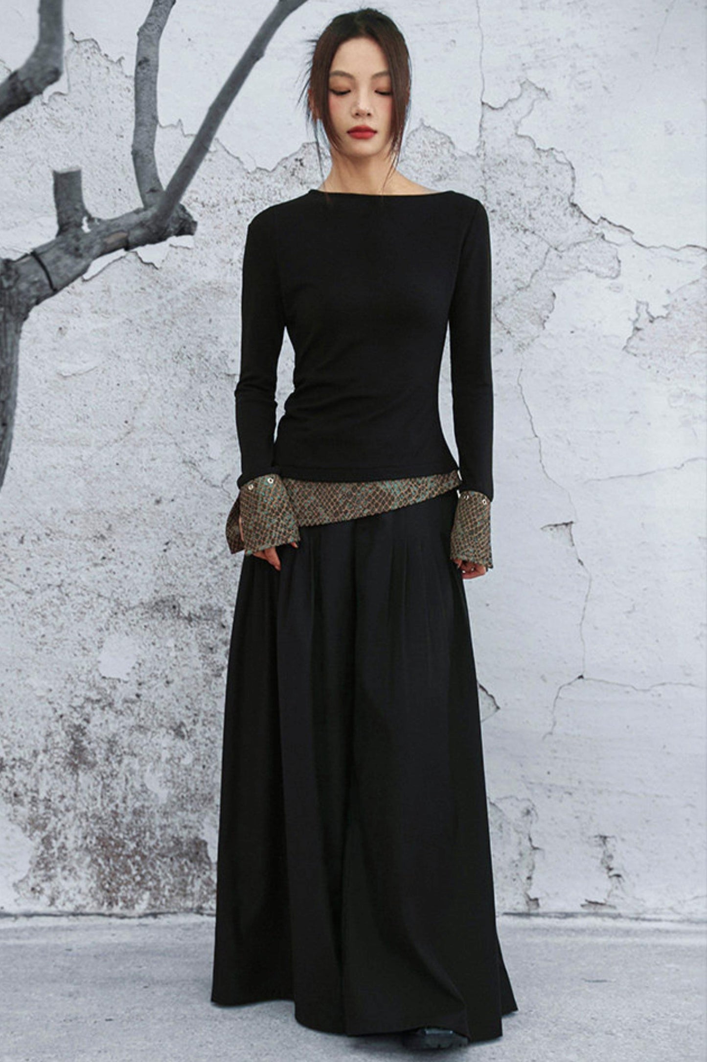 ダークモードワイドレッグパンツ